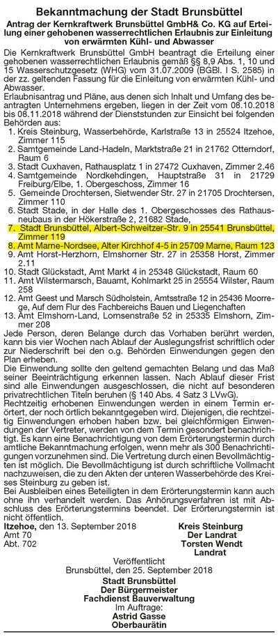 amtliche Bekanntmachung